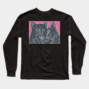 black cat snuggles Long Sleeve T-Shirt